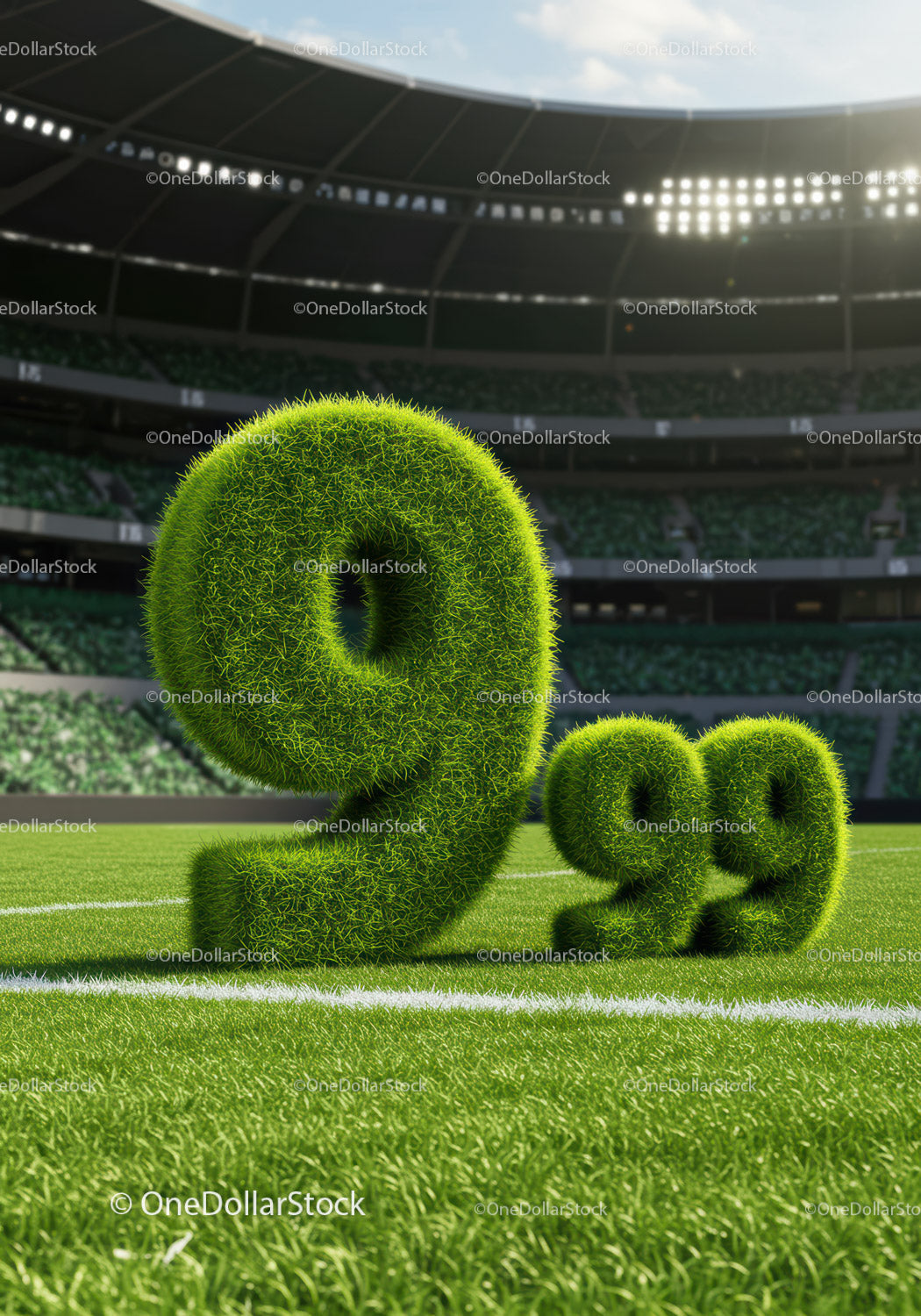 Green Grass Numbers 9 and 99 on Soccer Field