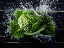 Fresh Green Lettuce Head Splashing in Water
