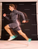 Athletic man sprinting with dynamic motion blur effect