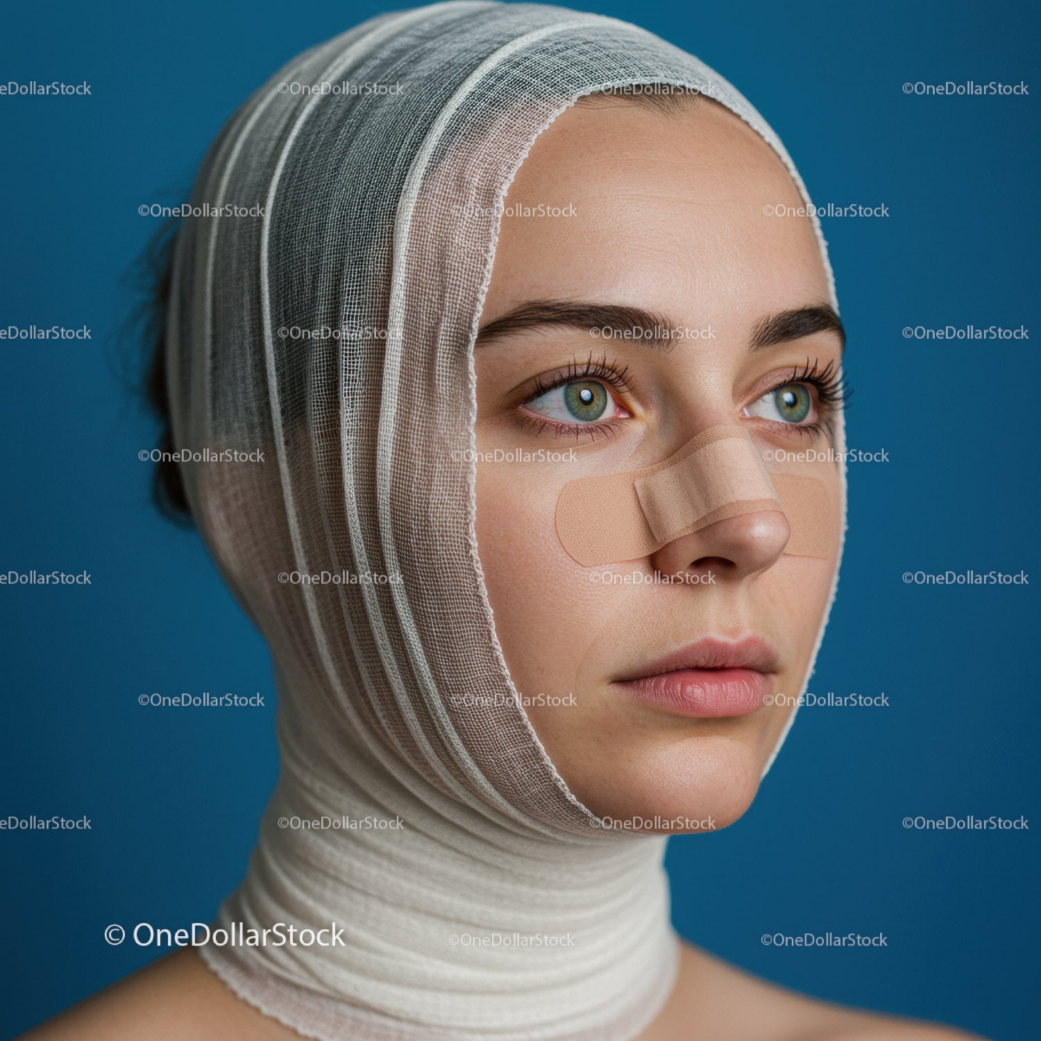 Woman with Facial Stitches Ready for Recovery and Healing