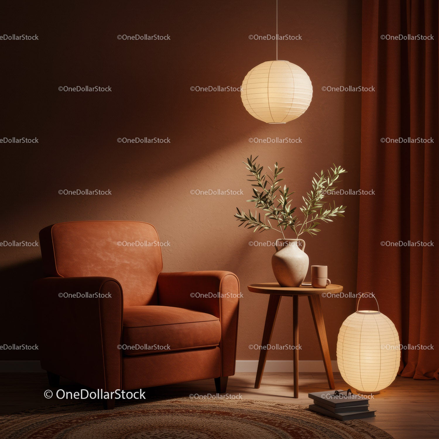 Cozy Reading Corner with Warm Earthy Tones