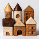Set of Colorful Wooden Blocks and Shapes for Children's Play