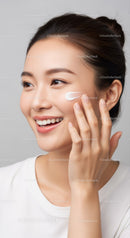 Young Woman Applying Skincare Cream for Healthy Radiant Skin