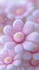Pink Floral Macro with Textured Petals and Pearl Accents