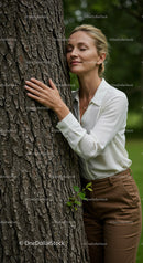 Joyful Woman Relaxing Outdoors in Natural Light