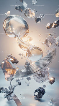 Abstract Metallic and Mineral Scene with Floating Elements
