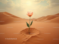 Delicate flower blooming in vast desert sands