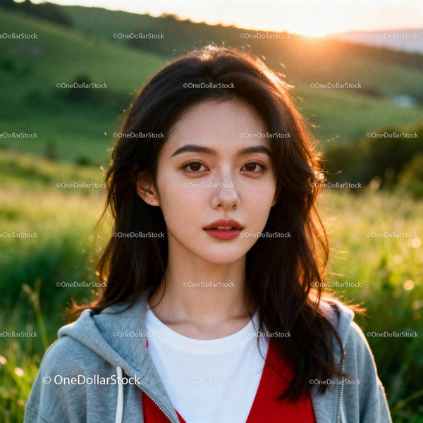 Young woman outdoors in golden sunlight