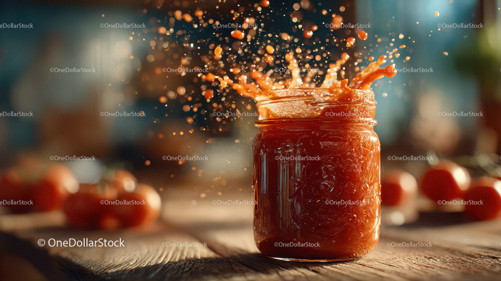 Fresh Tomato Jam Splash with Vibrant Orange Red Colors