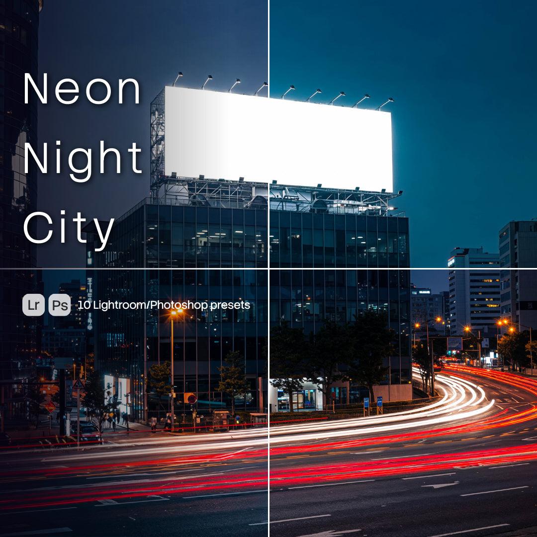 Neon Night City Lightroom presets cover preview