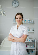Female Healthcare Professional Standing in Modern Medical Clinic