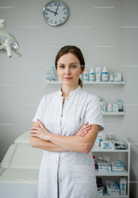 Female Healthcare Professional Standing in Modern Medical Clinic