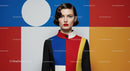 Elegant woman styled in bold color block fashion outfit