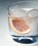Fizzy Lemon Water with Ice in Clear Glass