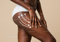 Elegant Dark Skin Woman Posing in White Shorts on Neutral Background