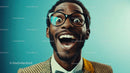 Happy Man Wearing Glasses with Bright Smile and Casual Style