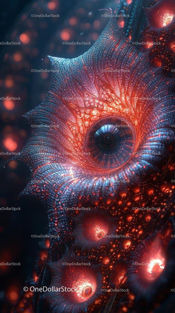 Futurystyczna Bioluminescencyjna Istota Oceaniczna z Szczegółowymi Organiczny Teksturami