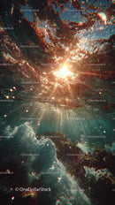 Enchanting Underwater Scene with Sunlight and Bubbles