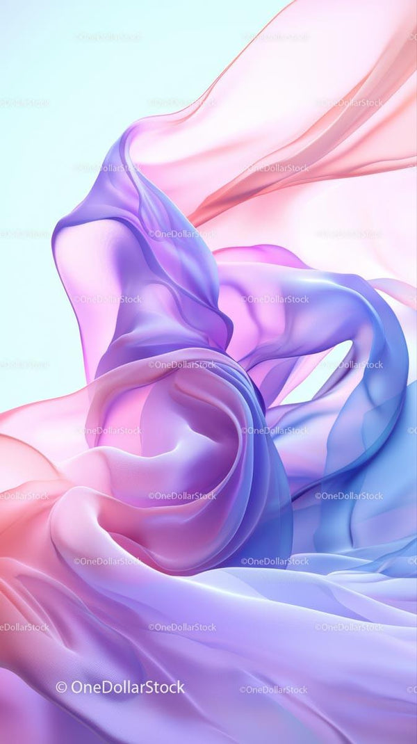 Abstract flowing silk fabric in pastel pink and blue shades