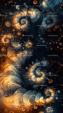 Vibrant Cosmic Fractal Art with Glowing Spirals and Space Theme