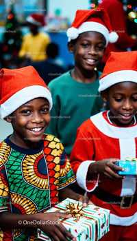 Children enjoying Christmas gifts and holiday spirit