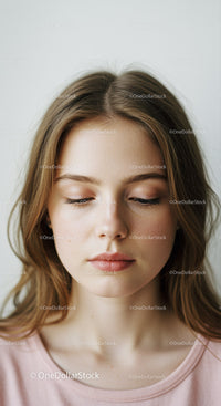 Elegant Young Woman with Serene Expression in Natural Light