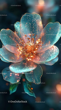 Elegant Glowing Flower with Radiant Illuminated Petals