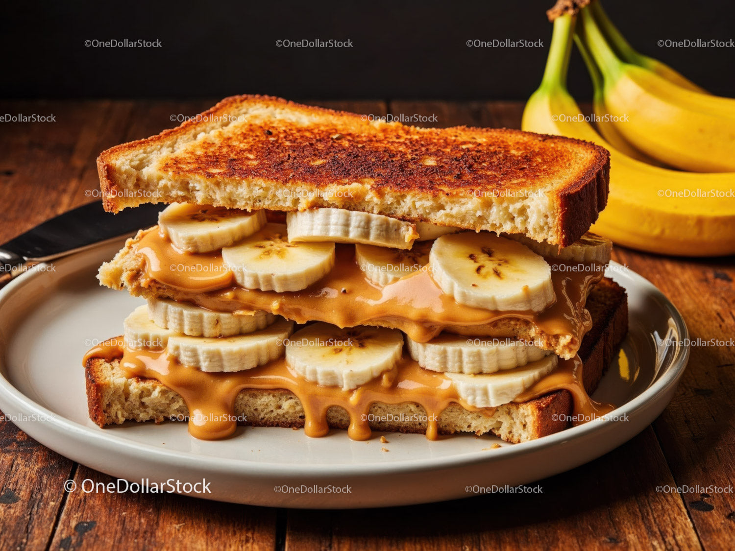 Peanut Butter and Banana Toast Open-Faced Sandwich