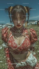 Fashionable Young Woman in Summer Outdoor Outfit with Edgy Style