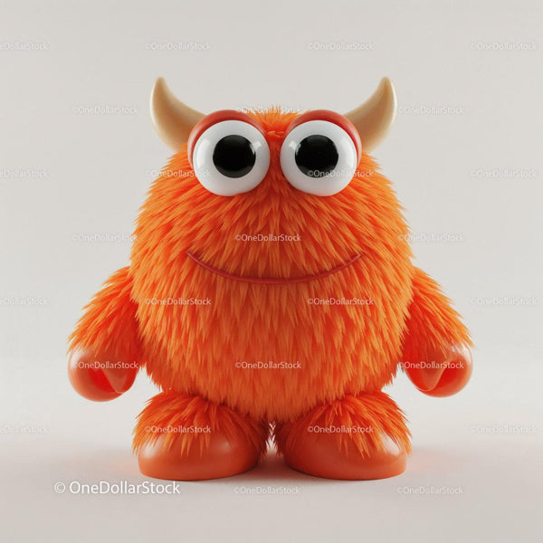 Cute Fuzzy Orange Monster Toy Figurine