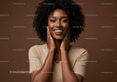 Smiling African American Woman with Curly Hair in Studio Portrait