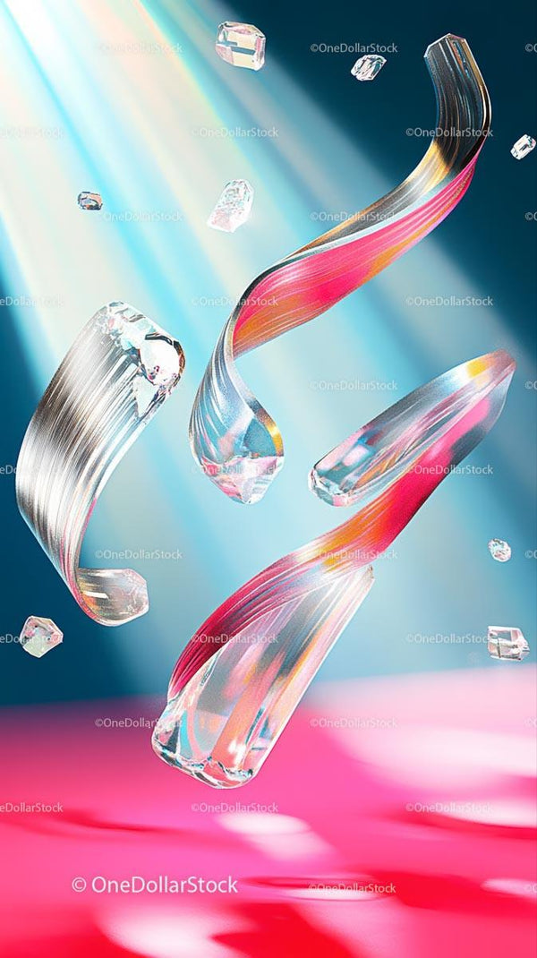 Colorful Glass Shards with Light Effects for Decorative Background