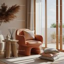 Cozy modern armchair in sunny minimalist living room
