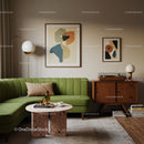 Modern Living Room with Green Sofa and Abstract Art