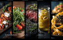 Assorted Italian Dishes with Fresh Vegetables and Gourmet Pasta