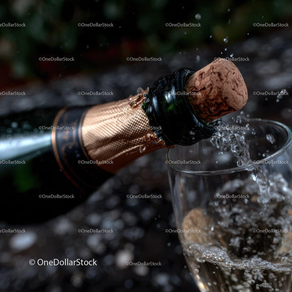 Champagne Bottle with Cork Pop in a Celebration Scene