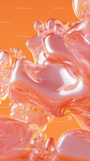 Abstract Orange Liquid Splash with Glossy Flow and Fluid Motion