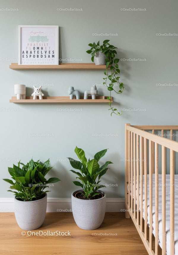 Modern Nursery with Green Houseplants and Minimalist Decor