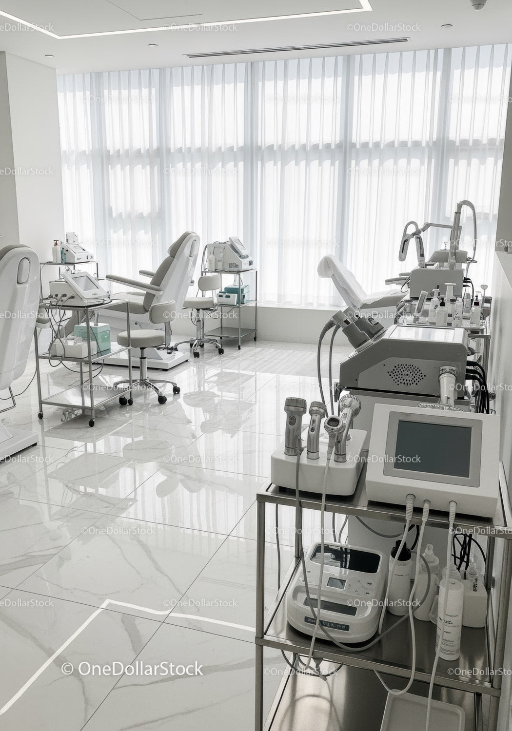 Modern Dental Clinic Interior with Dental Chairs and Equipment