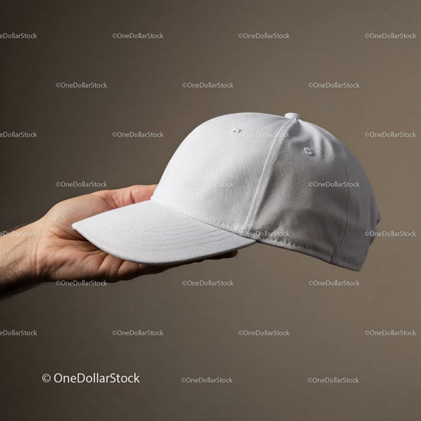 Hand Holding a Plain White Baseball Cap JPG Mockup Image