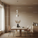 Modern Minimalist Dining Room with Wooden Table and Pendant Lights