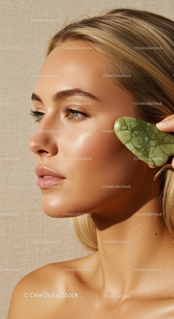 Elegant Woman with Clear Skin and Green Eyes in Beauty Close-Up