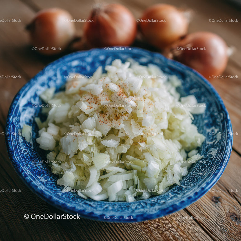 Freshly Chopped Onions Ready for Cooking and Flavoring Dishes