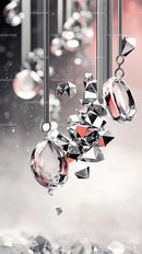 Silver Geometric Christmas Decorations with Hanging Baubles
