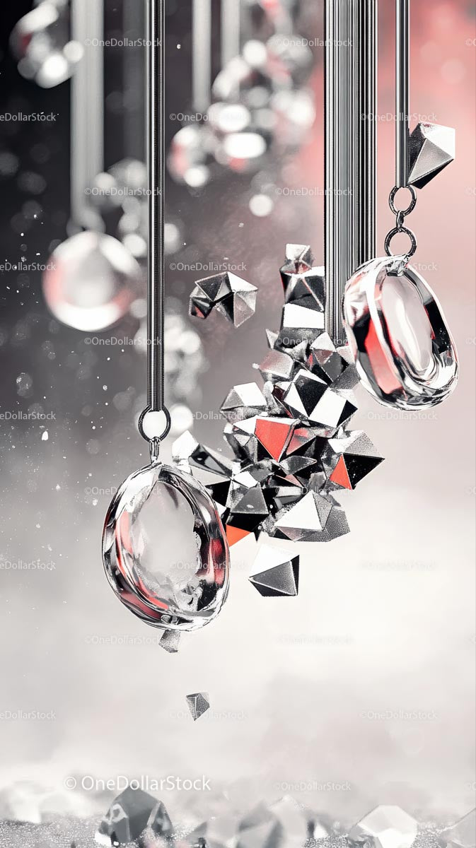 Silver Geometric Christmas Decorations with Hanging Baubles
