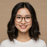 Young Asian Woman Wearing Glasses Smiling Portrait