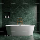Luxurious Green Marble Bathroom with Freestanding Bathtub and Gold Fixtures