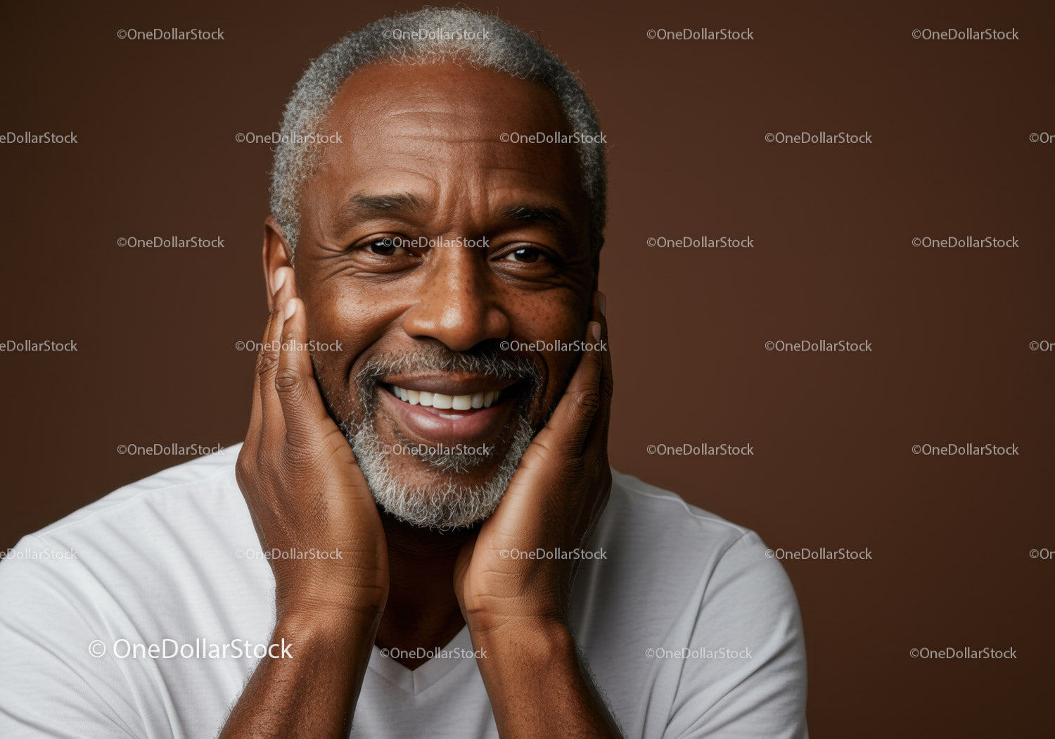 Senior Man with Bright Smile and Warm Expression for Stock Photography