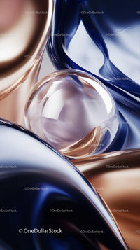 Abstract Metallic Shapes with Reflective Surfaces and Flowing Forms