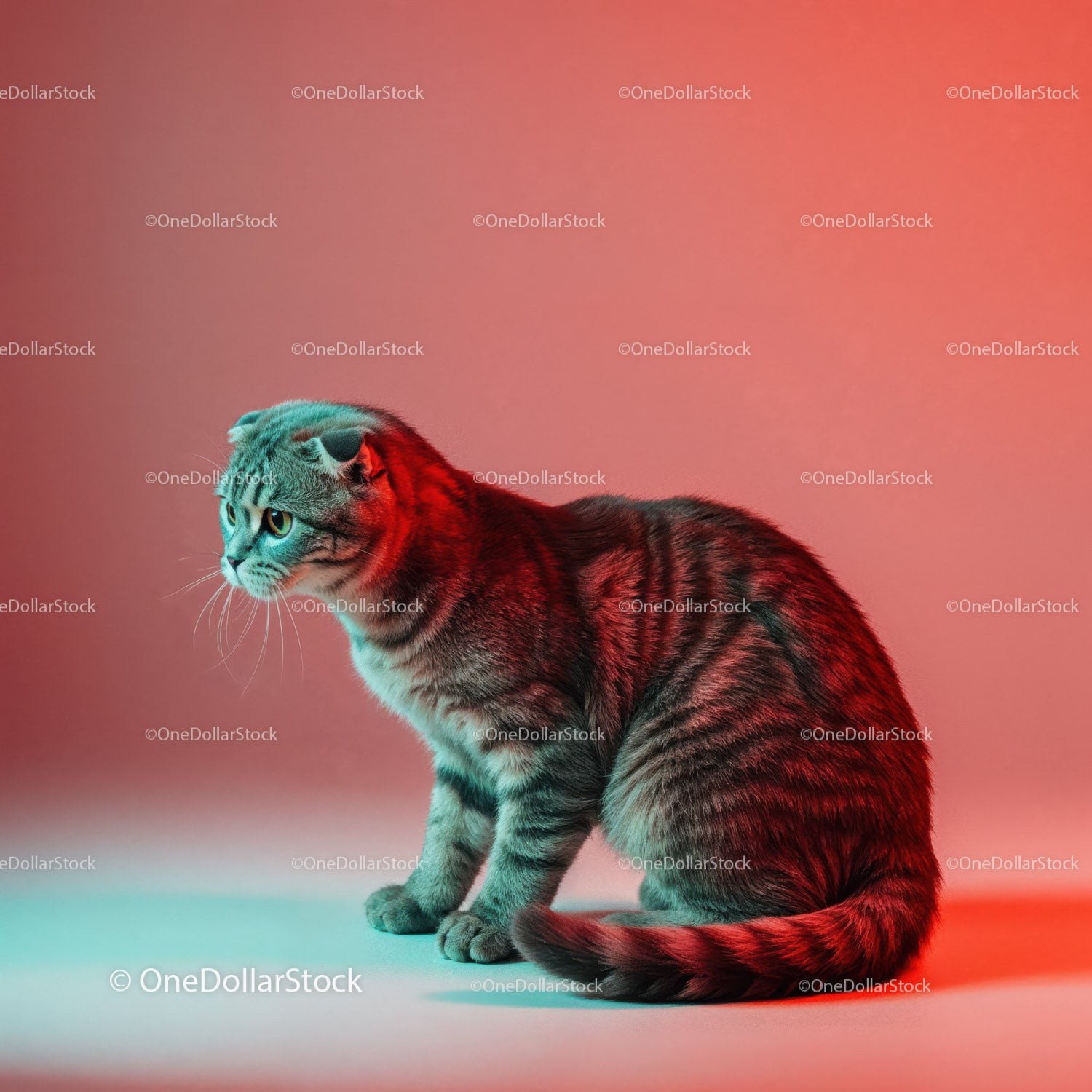 Playful Grey Tabby Cat in a Dynamic Pose with Striped Fur
